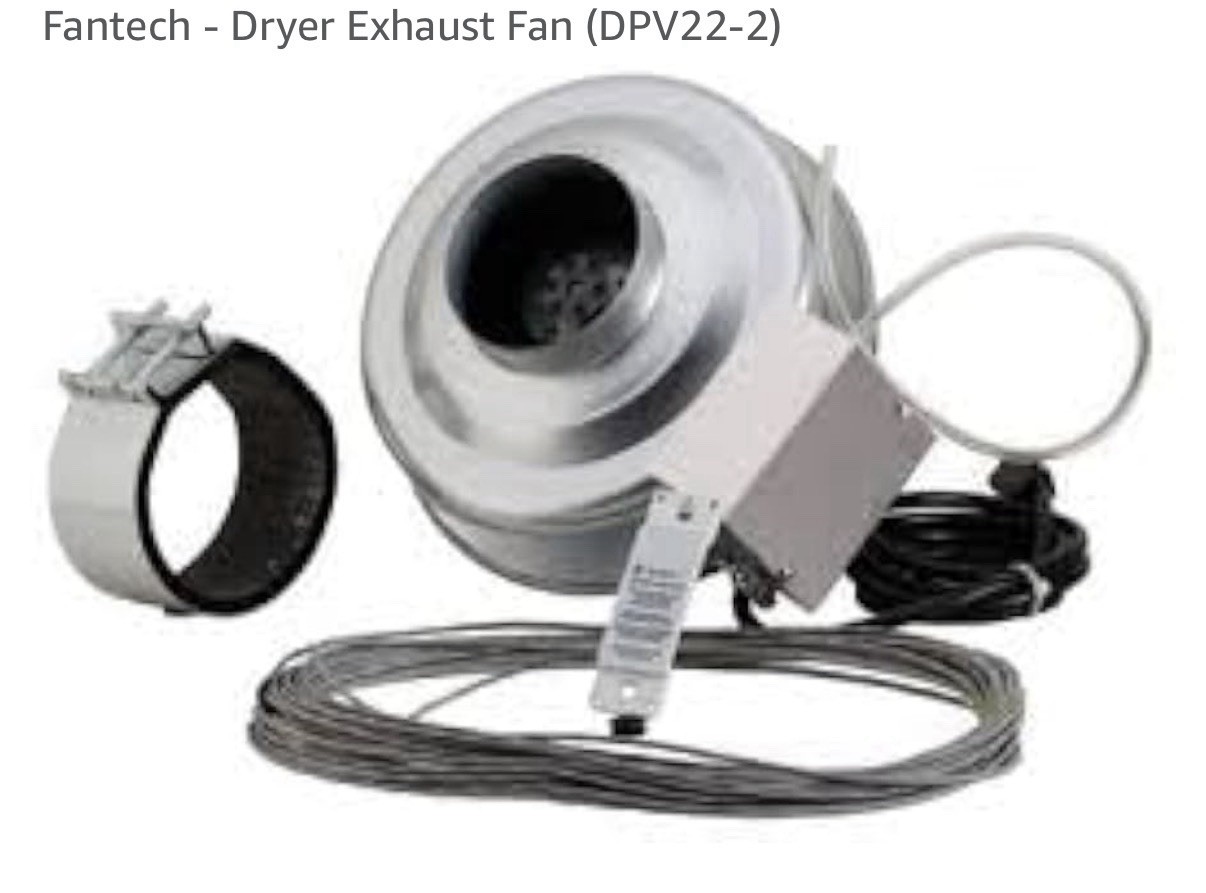 Fantech - Dryer Exhaust Fan (DPV22-2) Pressure activated duct boost fan ducting