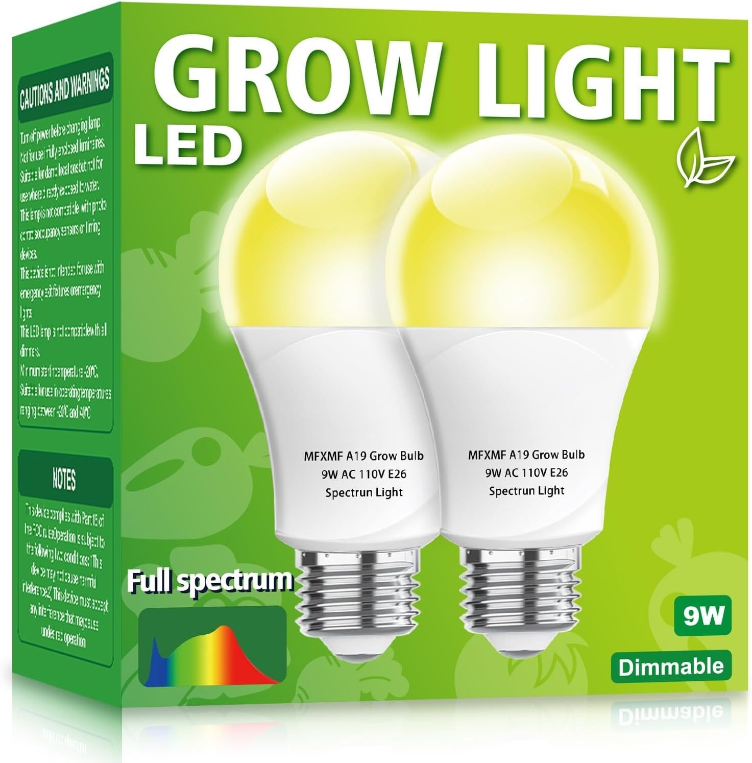 2 Pack LED Grow Light Bulbs A19 Bulb, Full Spectrum Plant Light Bulb 2 Pack LED Grow Light Bulbs A19 Bulb, Full Spectrum Plant Light Bulb