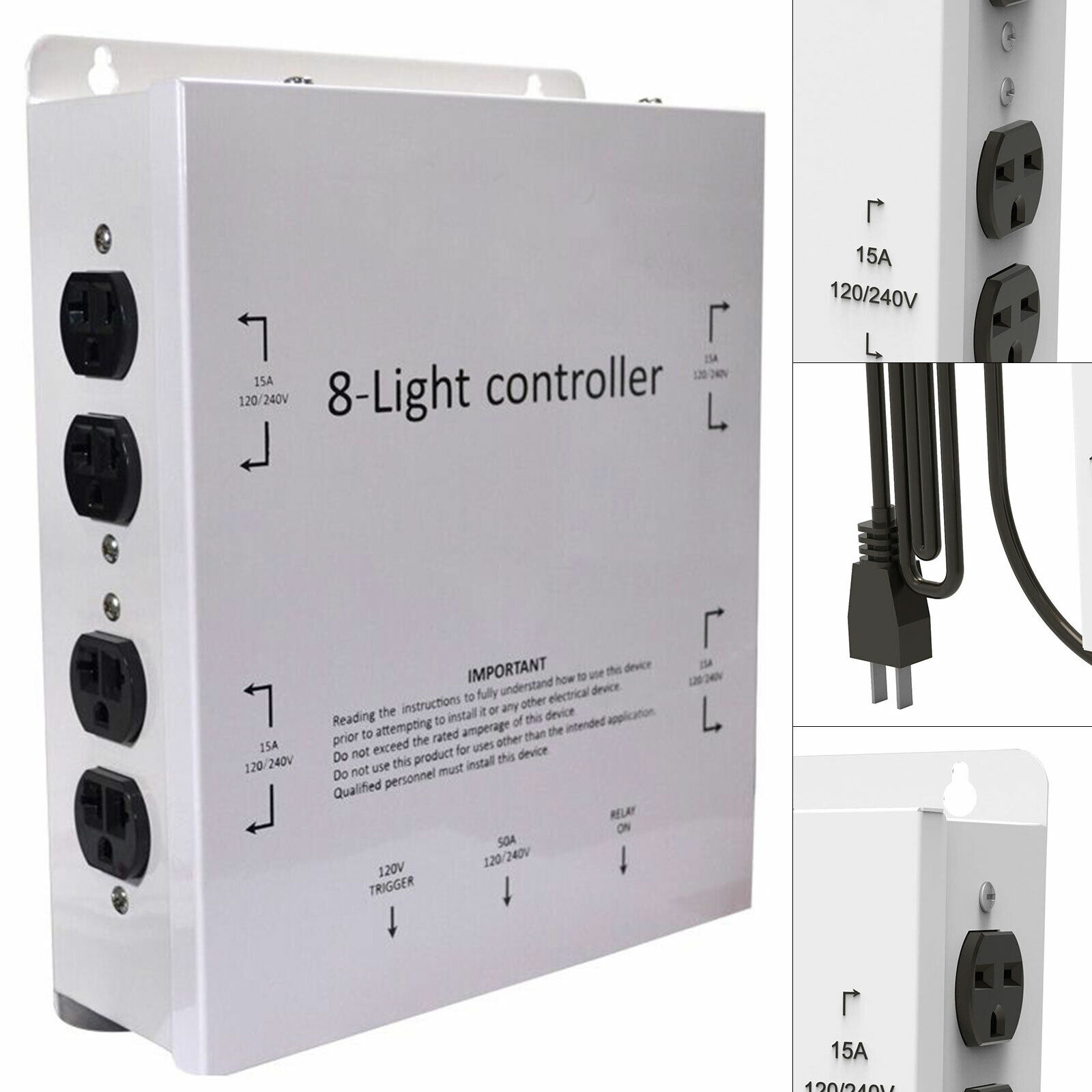 MLC HID Electric Light Control Box Controller 50 Amp 120/240V 8KW w/ 8 Outlet US