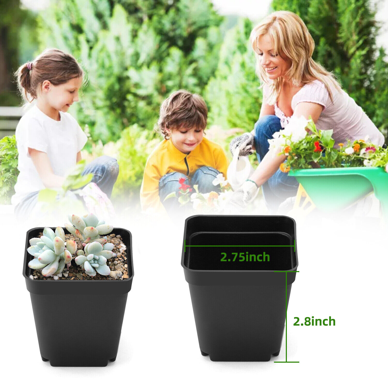 10-100PCS Plastic Flower Nursery Plant Pots Durable Sturdy Black 2.75/3.85/4.25