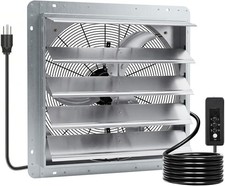 24 in Shutter Exhaust Fan Wall Mounted 5000 CFM Shop Vent Louver Fan Automatic picture