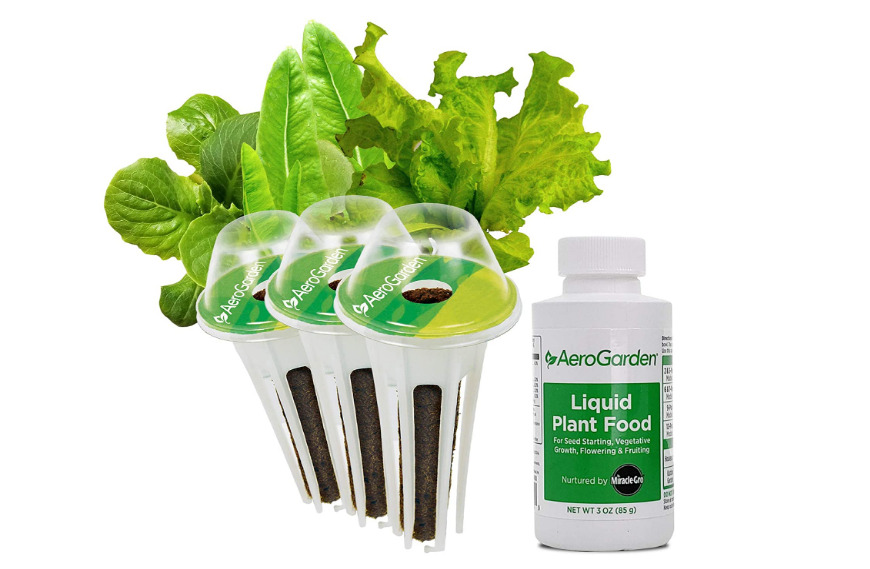 Fresh Green Salad Seed Pod Kit Indoor Gardening Grow Pot Liquid Plant Food 3 Pcs
