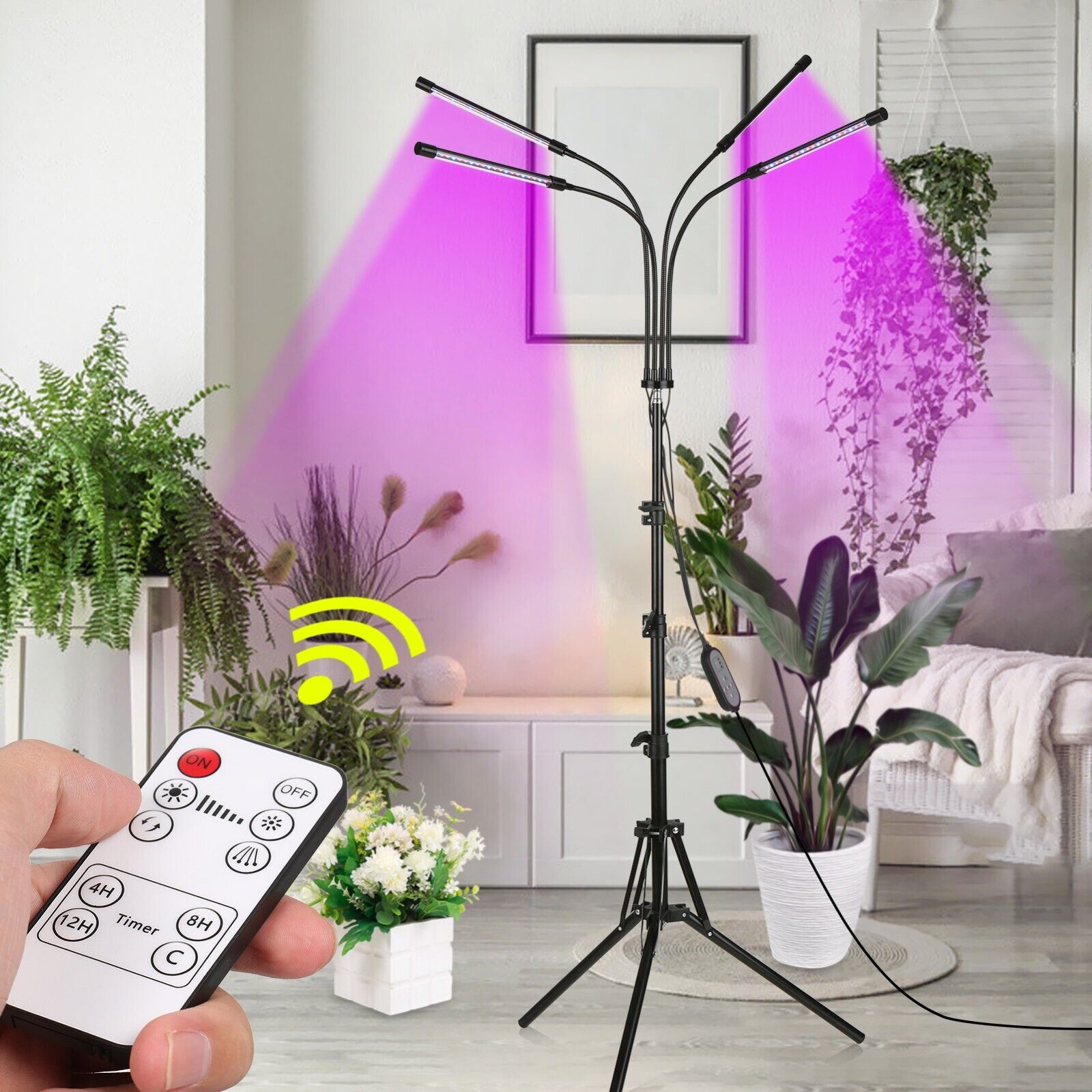 Full Spectrum Plant Grow Lamp Lights for Indoor Plants w/Adjustable Tripod Stand