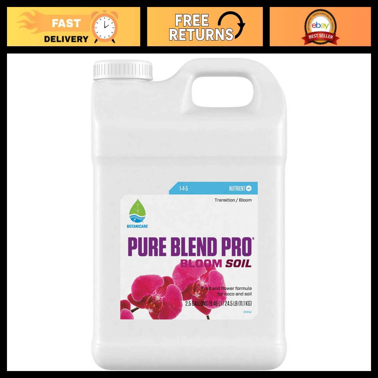 Premium Bloom Nutrient for Fruits & Flowers, 1-4-5 Formula, 2.5 Gallon