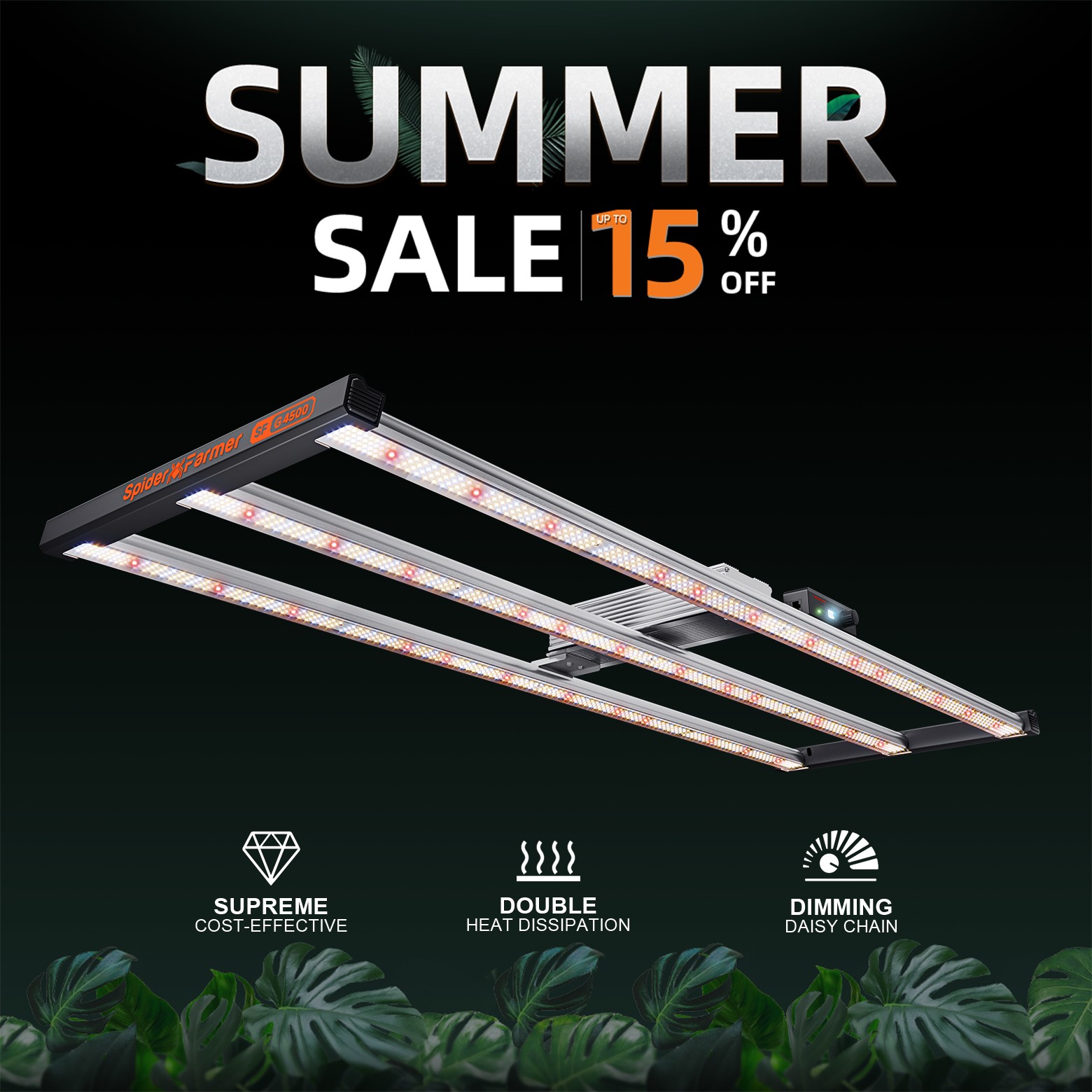Spider Farmer G4500 LED Grow Light Full Spectrum Commercial Grow Indoor Plants