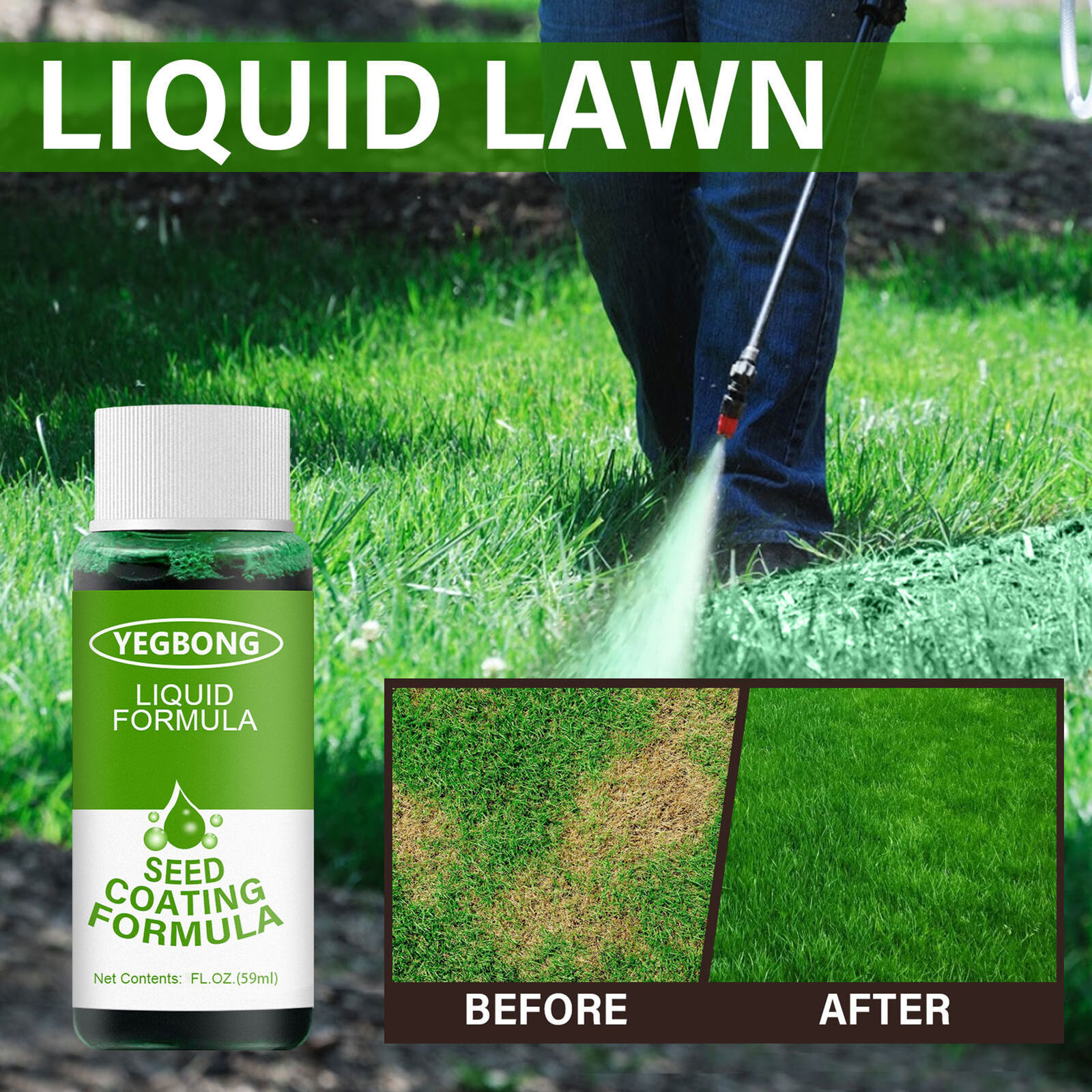 59ml Seed Spray Liquid - Lawn & Garden Sprayers - Green Grass Paint for Lawn