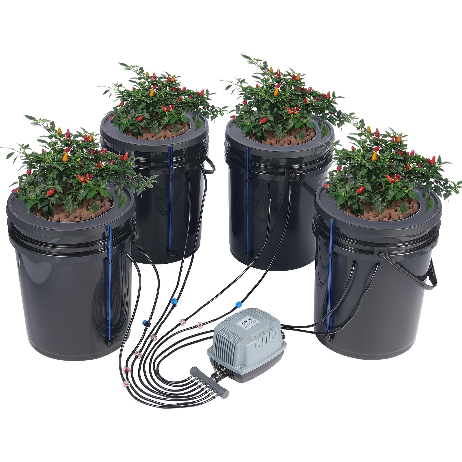 Hydroponic Growing System - 5-Gallon Deep Water Culture, Drip Kit, Air Pump & St
