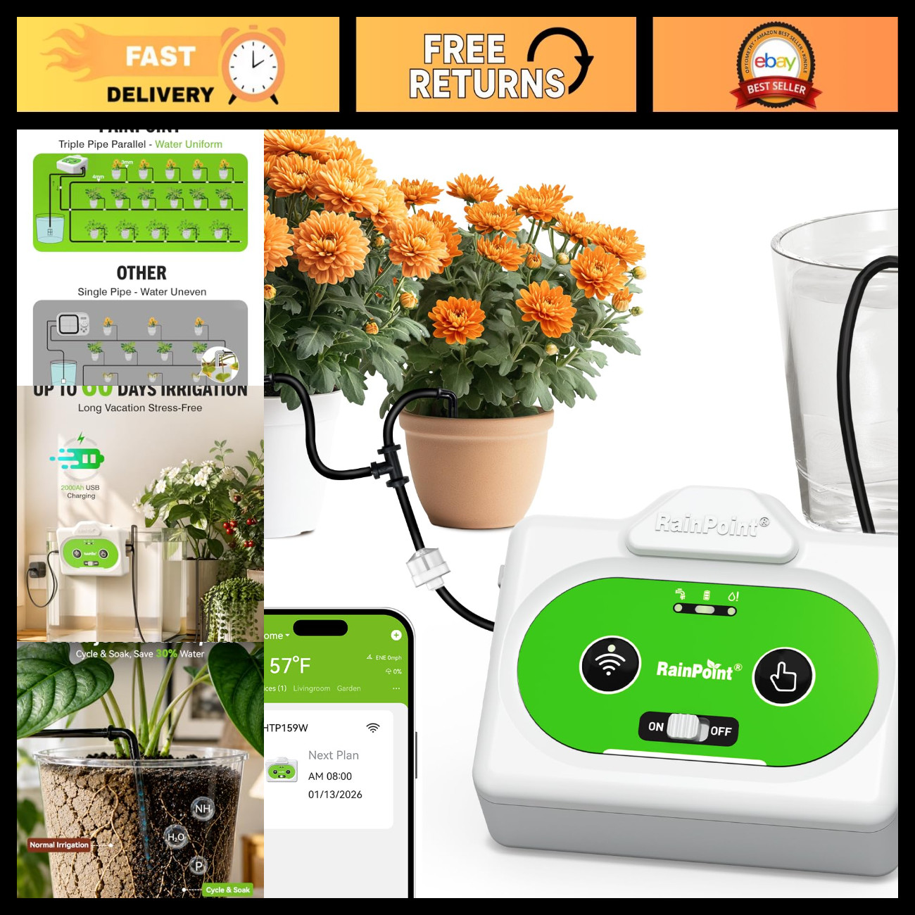 Automatic Plant Waterer, WiFi Drip Irrigation System for Indoor Gardening