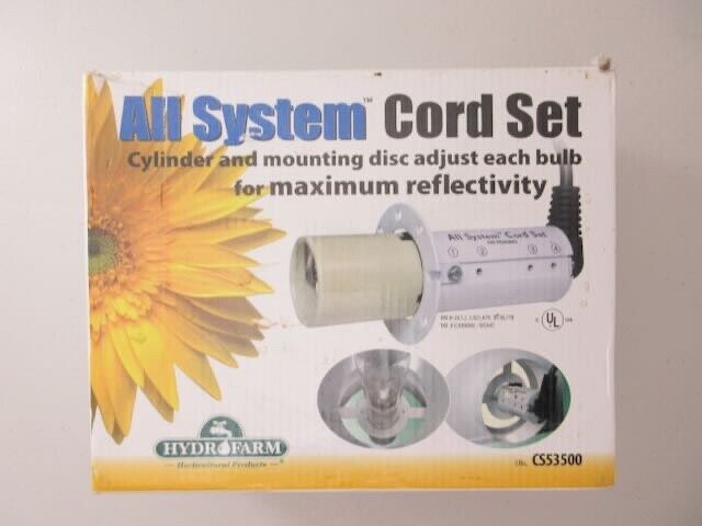 HydroFarm All System Cord Set CS53500 15-ft Grow Light Socket. Brand New