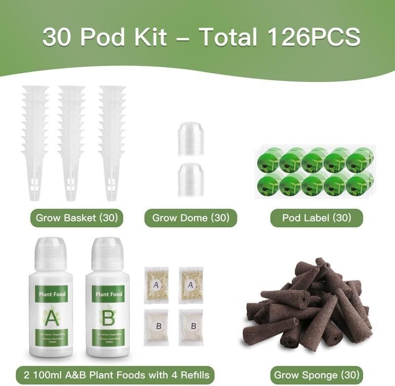 126 pcs Seed Pod Kit Hydroponics Grow Anything Kit Solid Nutrient Plant Foods
