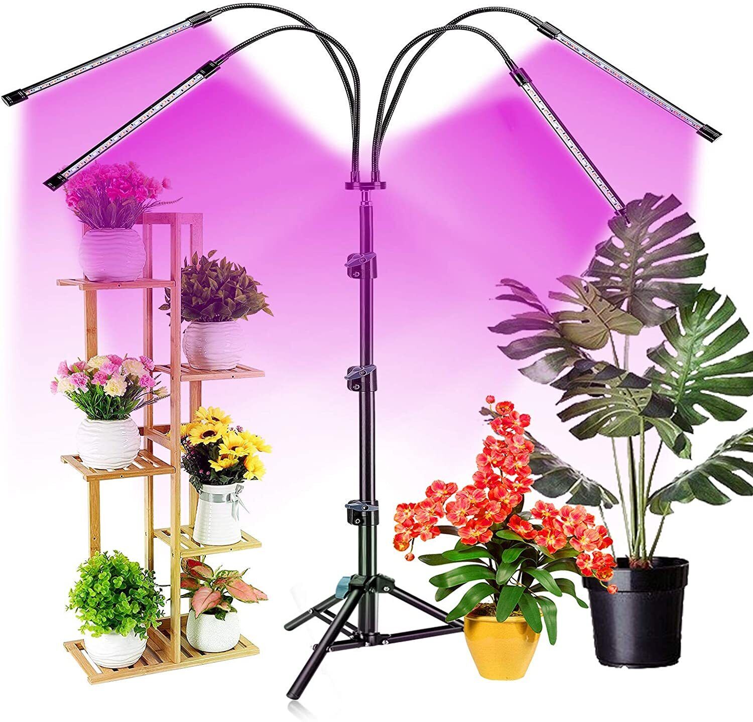 Indoor Plants Grow Light 3 Spectrum Modes LED Lamp With Adjustable Tripod Stand