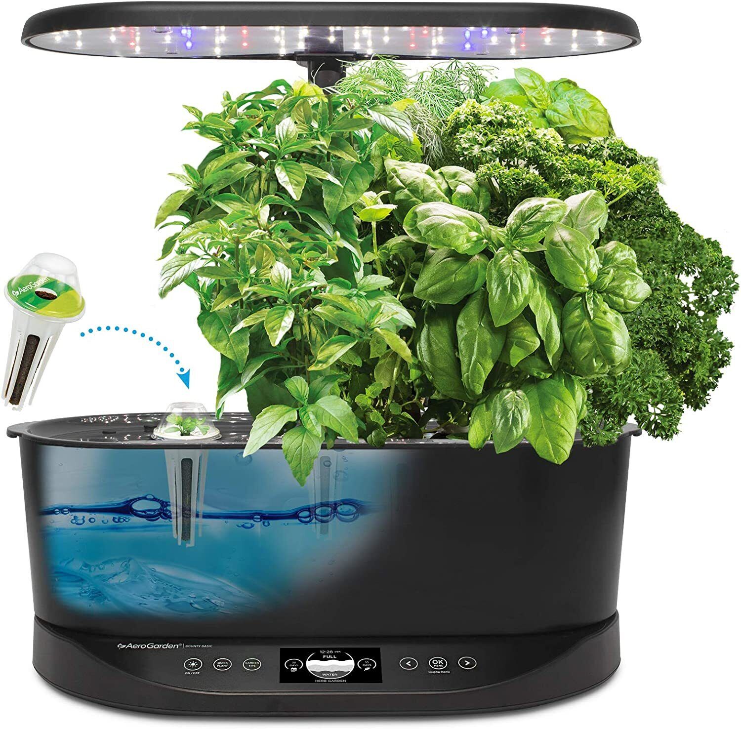 AeroGarden Bounty Basic Indoor Garden Grow Lamp w/30W LED Light | 9 Pod | Black