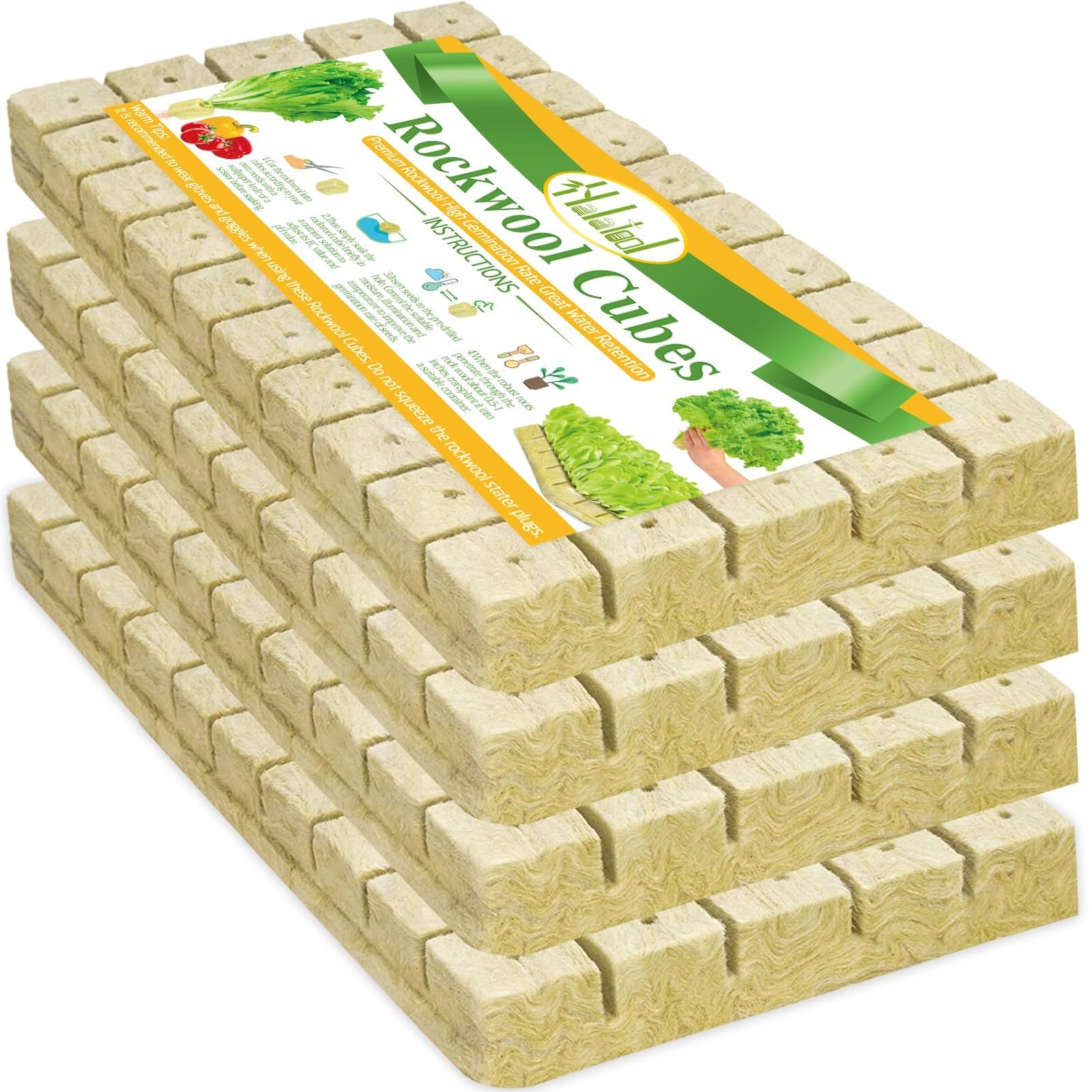 1 Inch Rockwool Cubes Garden Rock Wool Stonewool Grow Cubes Starter Plugs for...