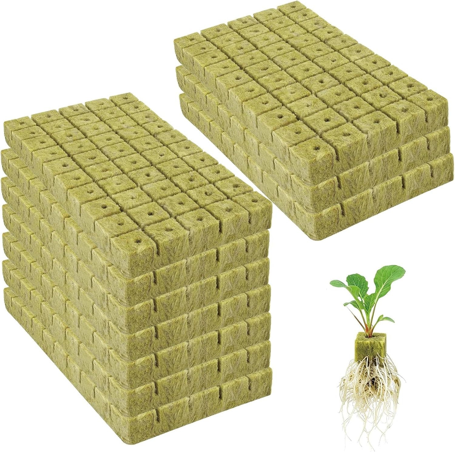 500 Plugs 1 Inch Rockwool Cubes for Hydroponics,Stonewool Starter Grow Cube