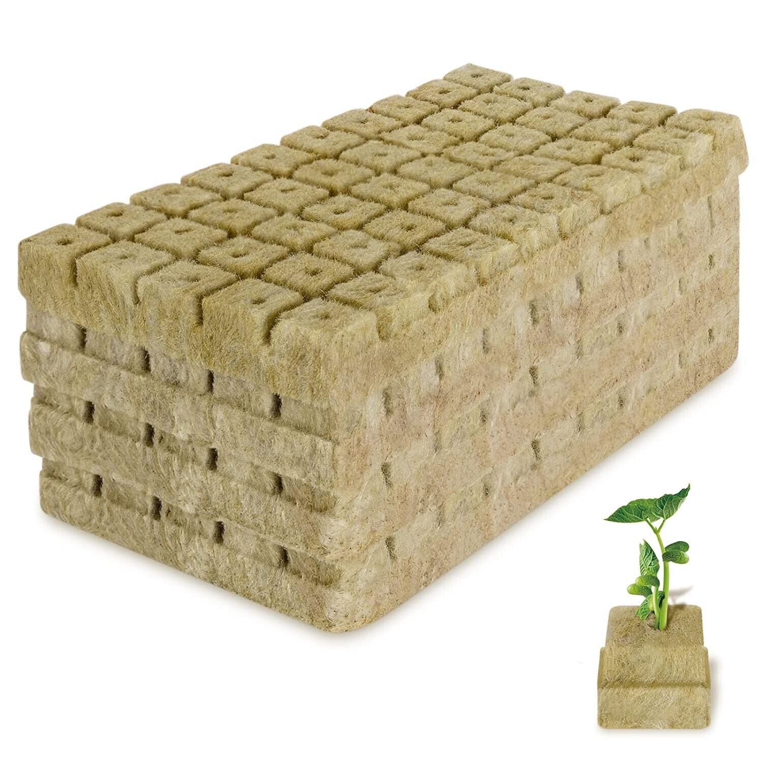 4 Sheets Rockwool Grow Cubes for Rooting, Cuttings, Clone Plants, 200 Plugs