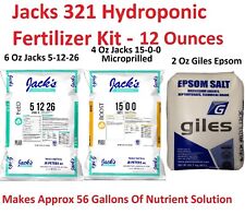 12oz Kit Jacks 321 Hydroponic Fertilizer Nutrient Plant Food Grow Bloom General picture