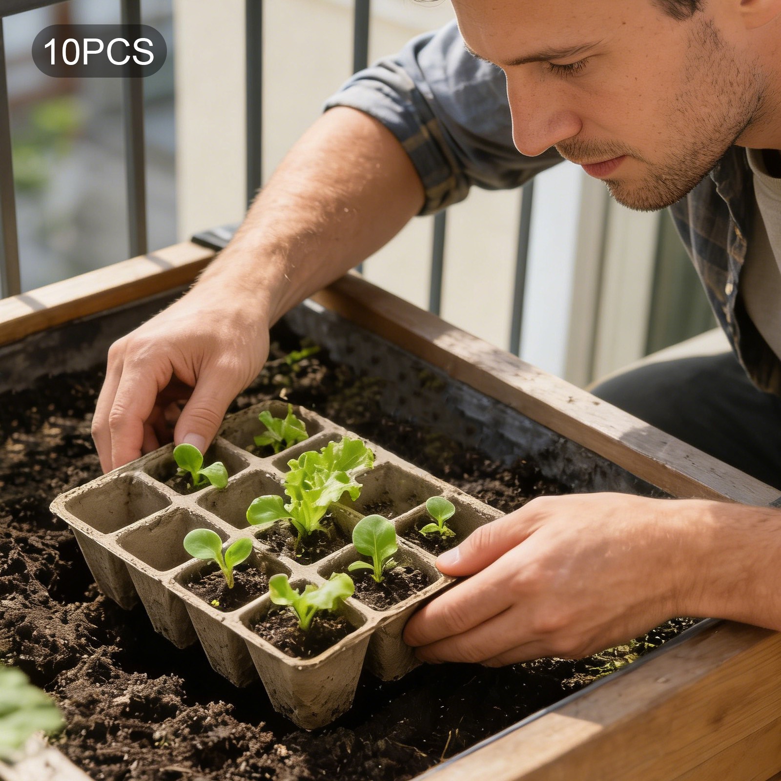 Pots Seedling Tray, 10 Pcs Biodegradable Seed Starter Pots, 12-hole Seedling Pot