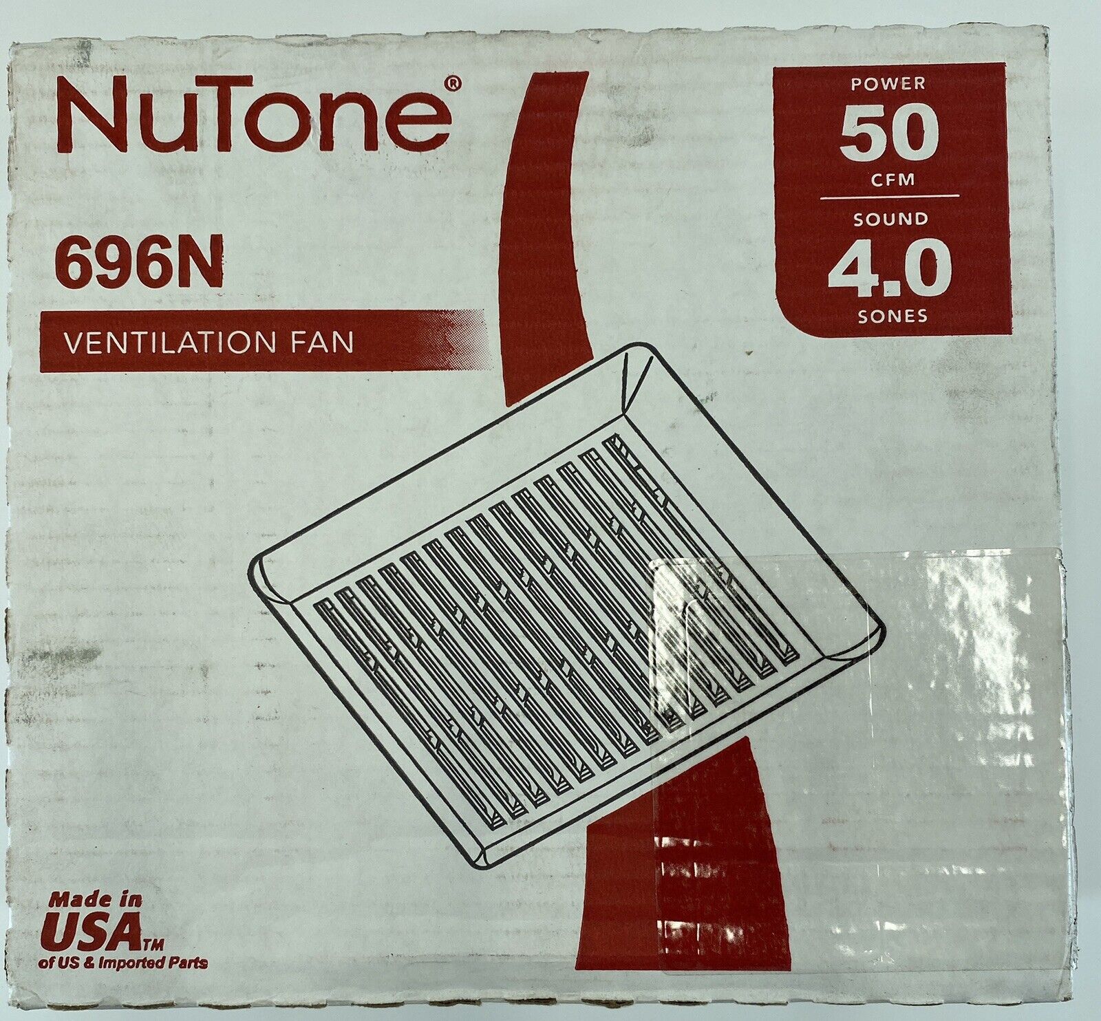 NuTone 50 CFM Exhaust Bath Fan Wall/ Ceiling Mounted Model 696N