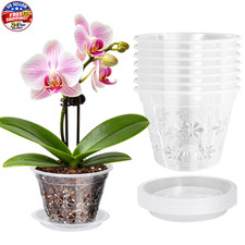 Orchid Pot, 4''(top diameter) x 3.1''H 8 Pack Clear Orchid Pots with Holes and S picture