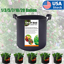 US 5 Pack Fabric Grow Pots Round Aeration Plant Pots Grow Bags 1-20 Gallon New picture