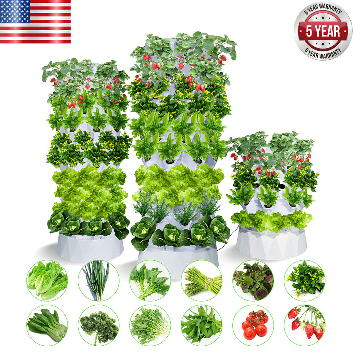 80 Pot Vertical Hydroponics Tower Systems Set Hydroponic Growing Kit Garden Home