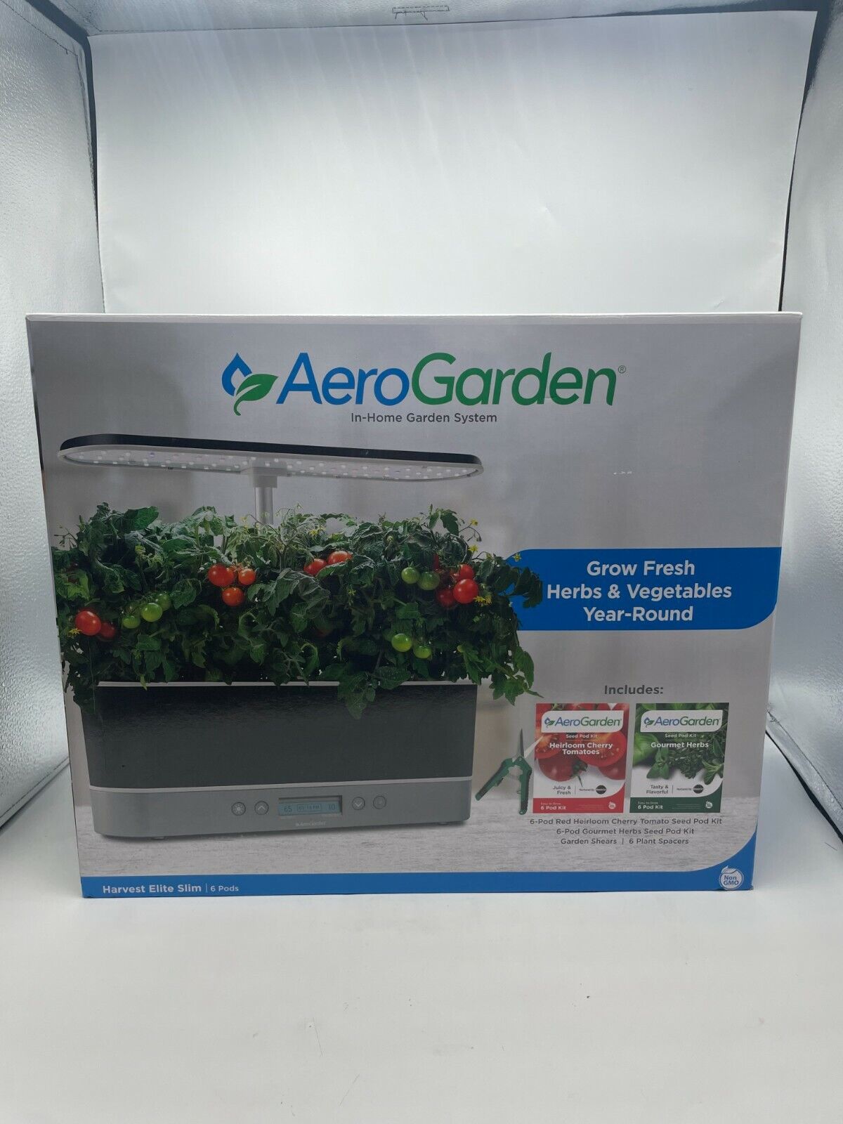AeroGarden 6 Grow Pods Harvest Elite Slim In-Home Garden System NEW