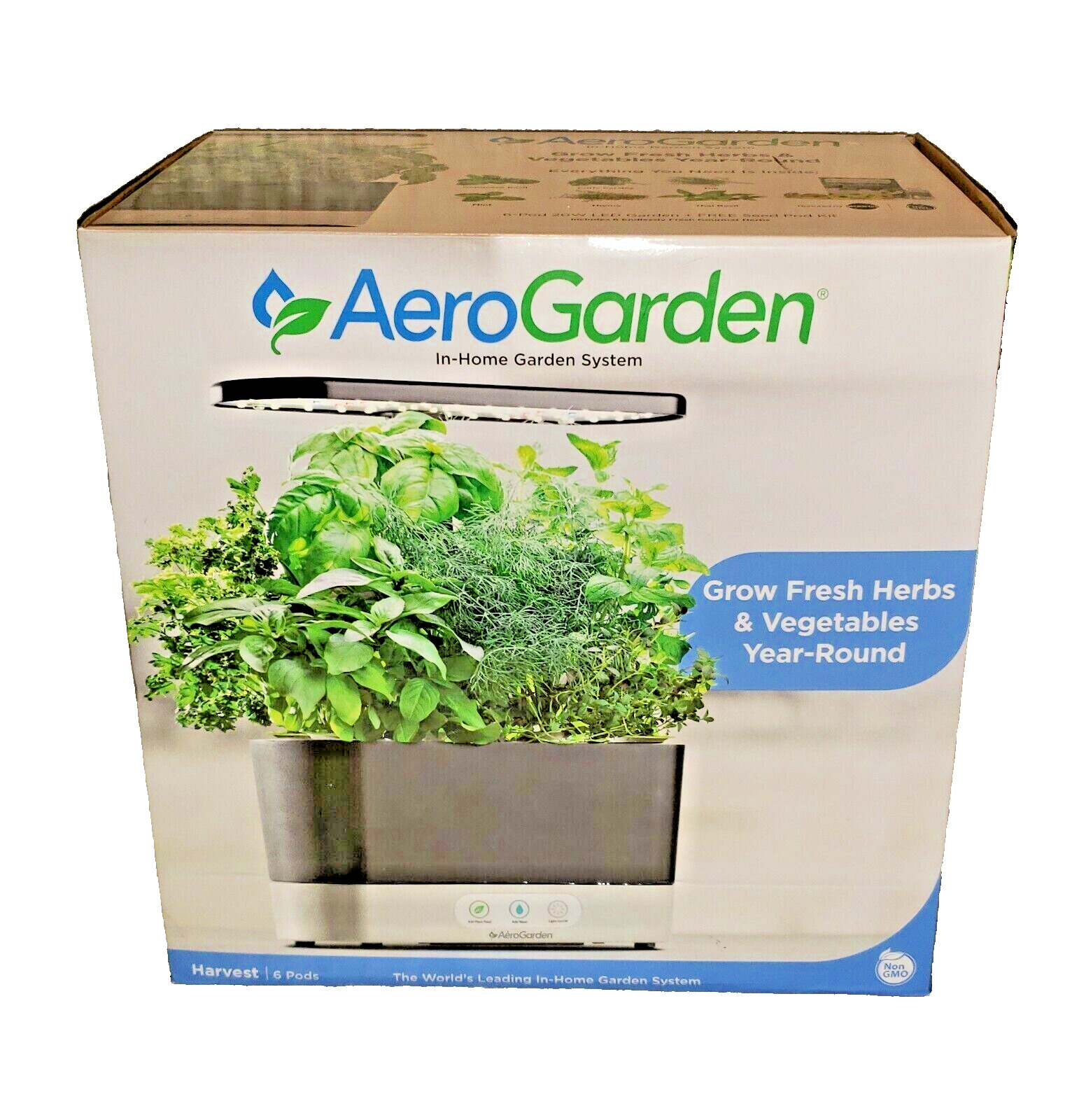 AeroGarden Harvest Slim 6 Pod In Home Led Hydroponic Garden Grow System Black