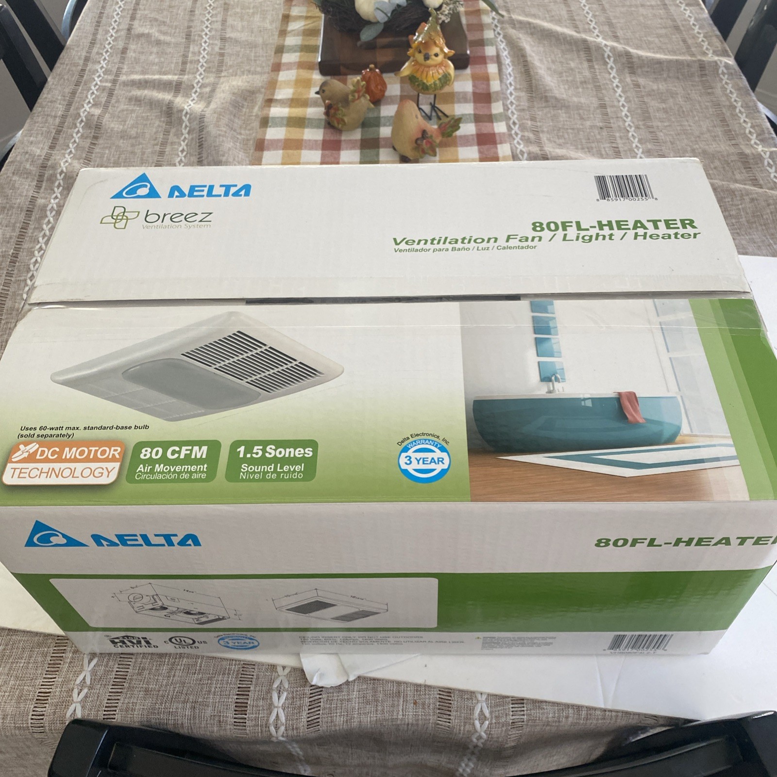 Delta Breez Radiance 80 CFM Exhaust Fan with Heater Light Delta Breez Radiance 80 CFM Exhaust Fan with Heater Light