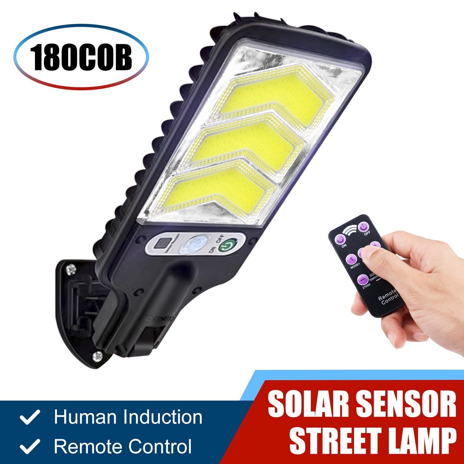 990000LM LED Solar Wall Light Commercial Dusk To Dawn Outdoor Road Street Lamp