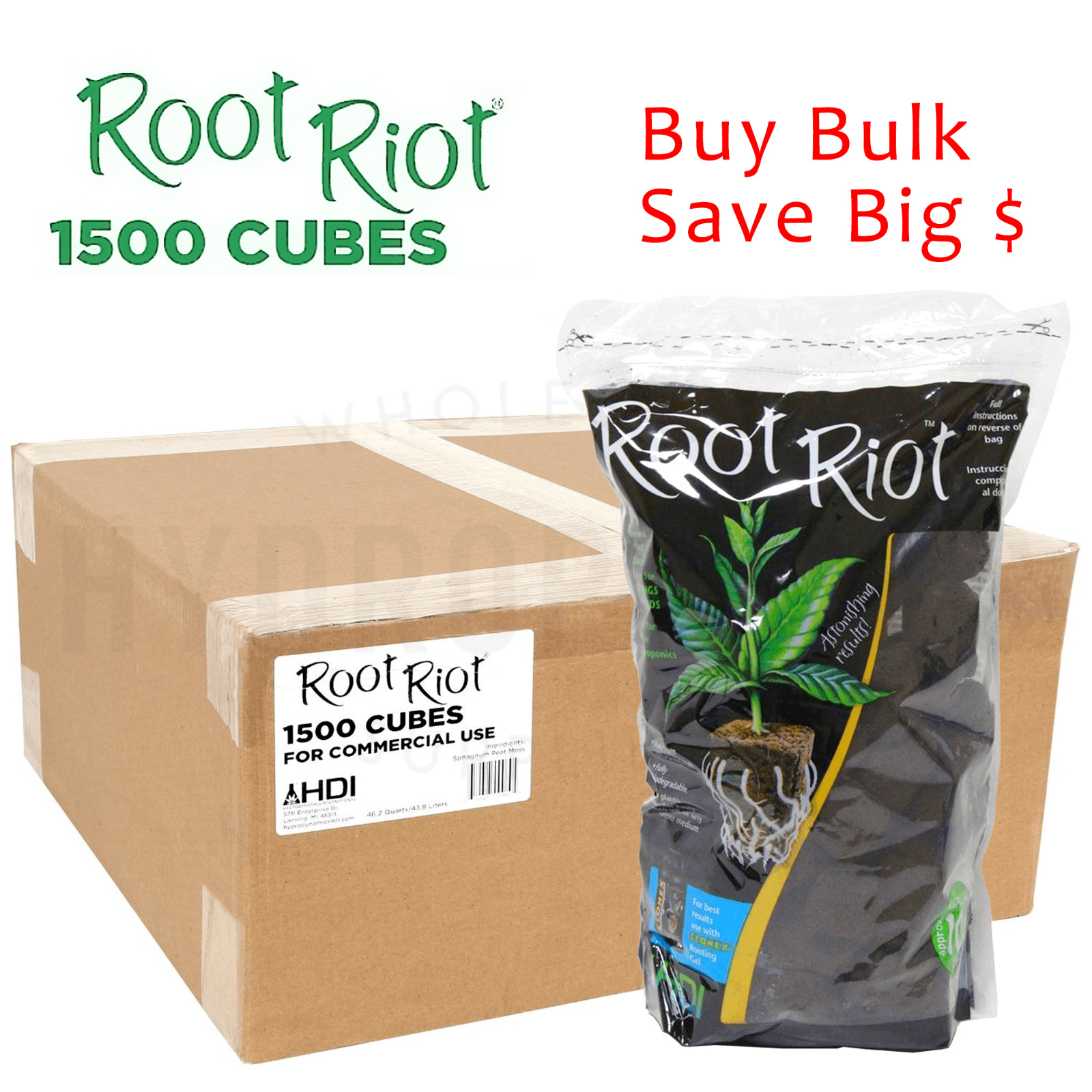 Root Riot Replacement Cubes - Organic Seed Moistened Starter Plugs - 1500 Pack