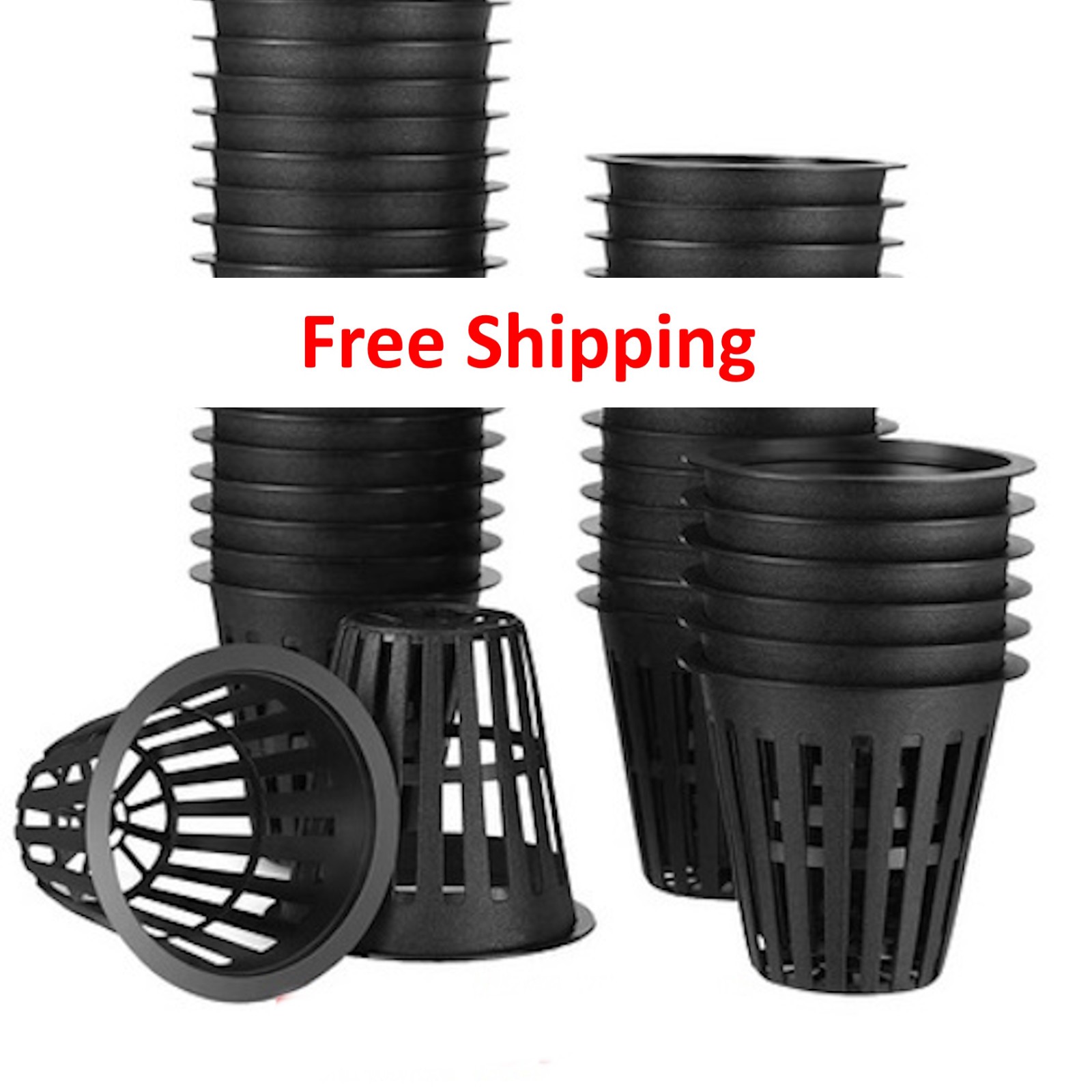 2 in net pots.  Comes in sets of 5-10-20 or 100.  $ 8.85 -$ 18.95 