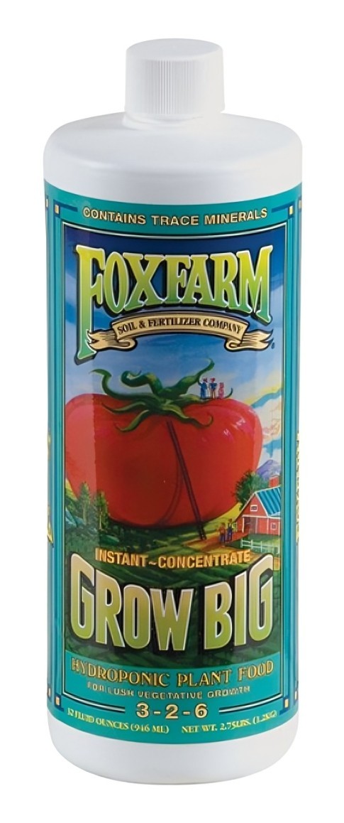 FoxFarm Grow Big Hydroponic Liquid Plant Food 3-2-6 Quart 32 oz Fertilizer