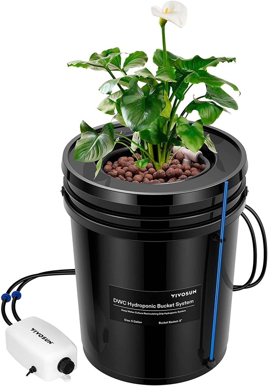 VIVOSUN 5 Gal DWC Hydroponics Grow System Water Culture w/ Air Pump 1 Bucket VIVOSUN 5 Gal DWC Hydroponics Grow System Water Culture w/ Air Pump 1 Bucket