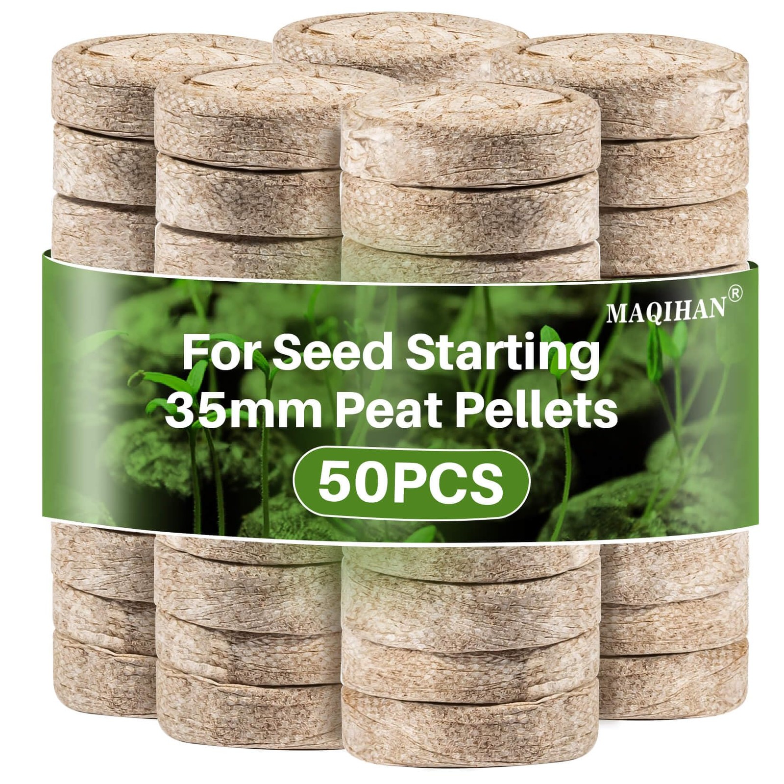 50PCS 35mm Peat Pellets Seed Starter Pods for Garden Seedling Germination