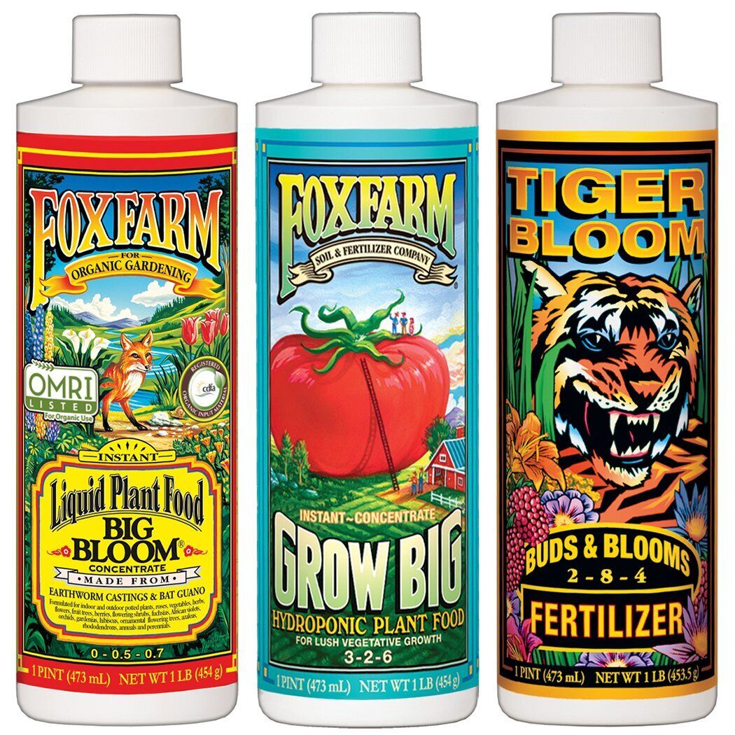 FoxFarm Hydro Trio Nutrient Bundle, Big Bloom, Grow Big Hydro, Tiger Bloom Pint