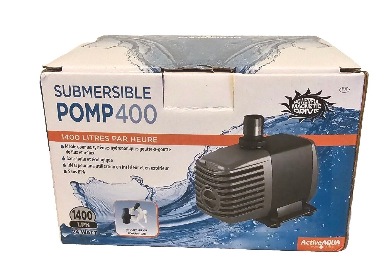 Hydrofarm AAPW400 370GPH Submersible Hydroponic Aquarium Water Pump. Brand New