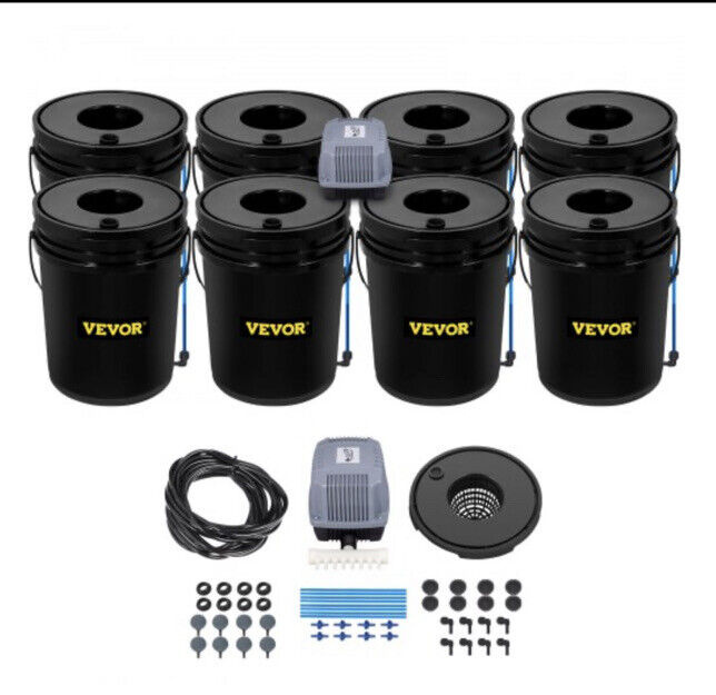 VEVOR DWC Complete Hydroponic Grow System- 8 Buckets with O2 pump included