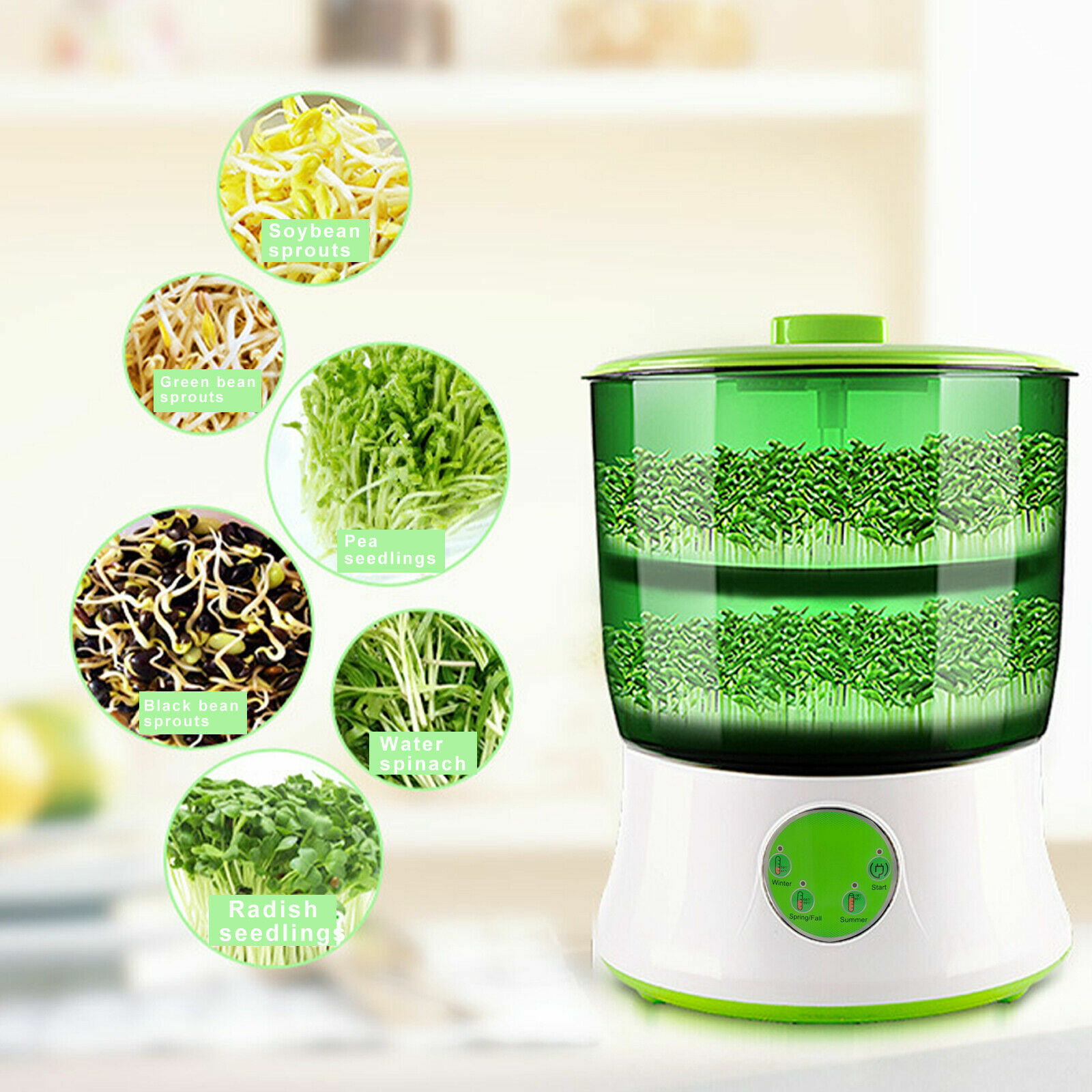 US Dual-Layer Bean Sprouts Machine Automatic Electronical Bean Seed Sprout Maker