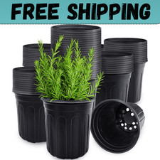 Anyumocz 60 Pcs 1 Gallon Flexible Plastic Nursery Pots with Holes Black picture