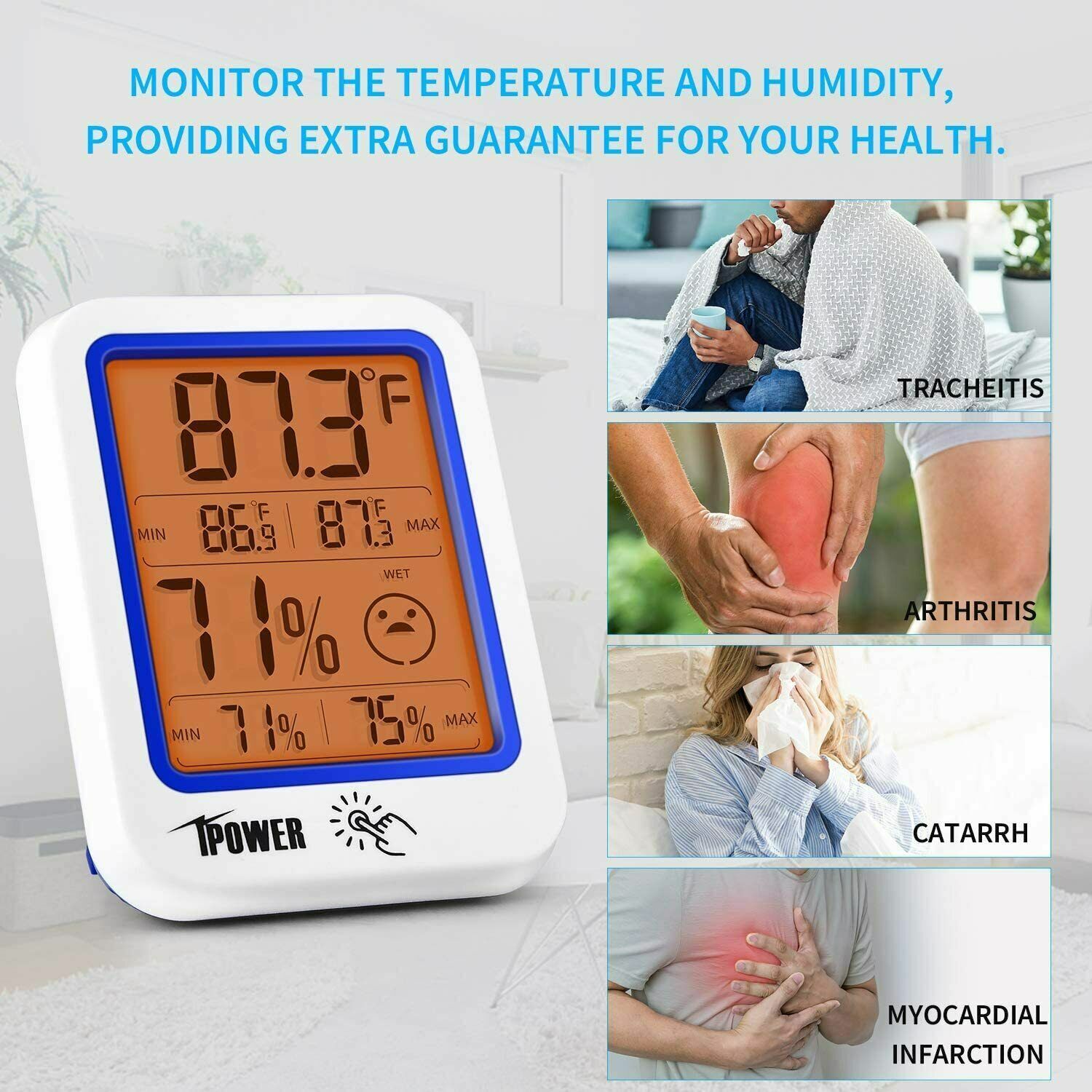 Digital Hygrometer Thermometer Gauge Indicator Temperature Humidity Monitor