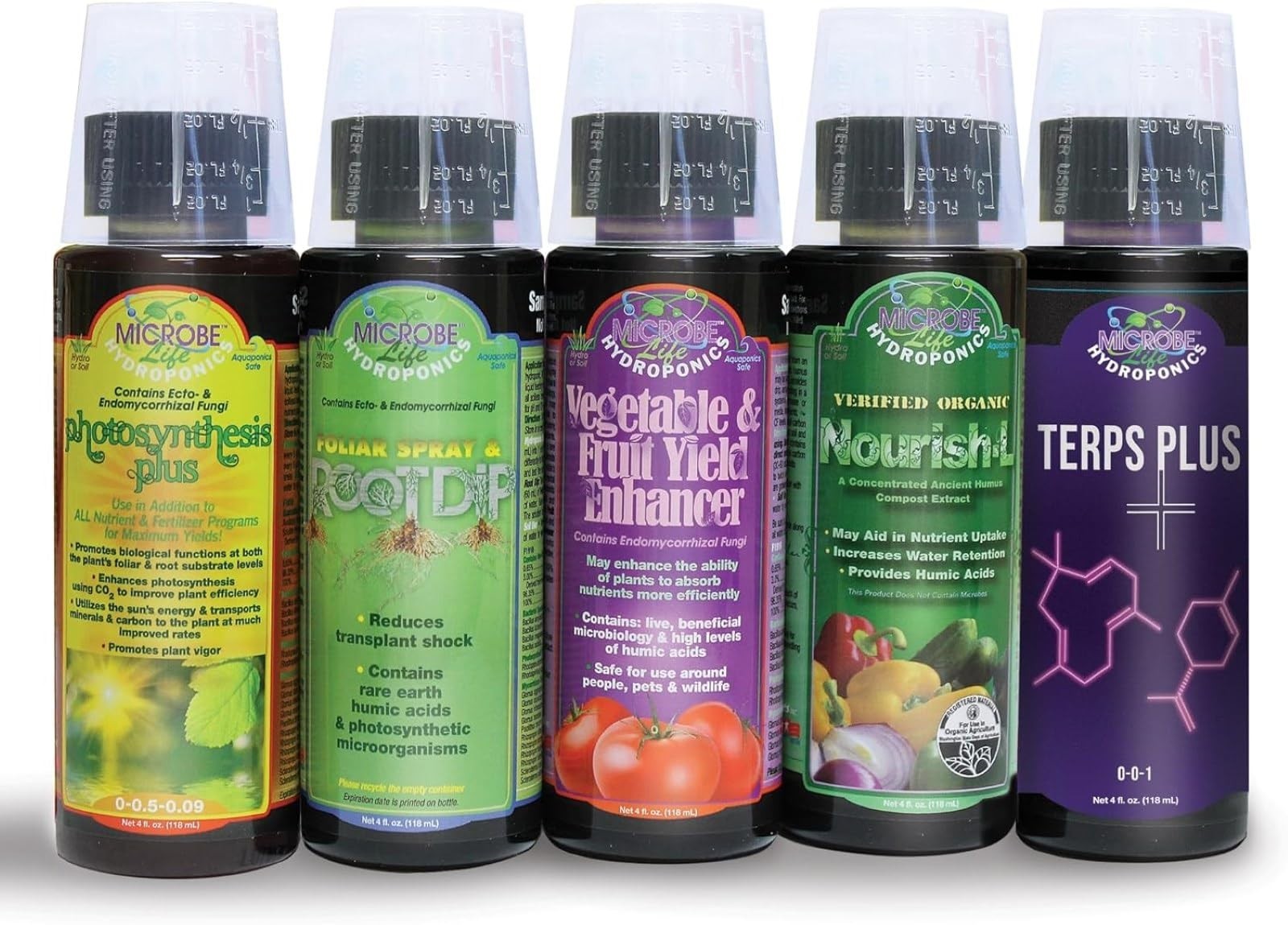 5 Pack 4oz Sample Bottles Photosynthesis Plus Nourish-L Growth Enhancer Foliar &