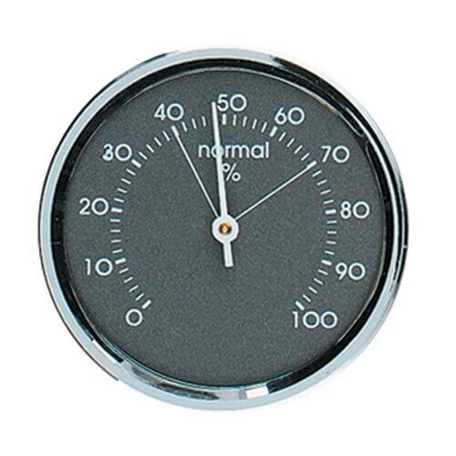 Analog Hygrometer Humidity Gauge 1.75 in. Dia Metal Chrome Bezel Made in Germany