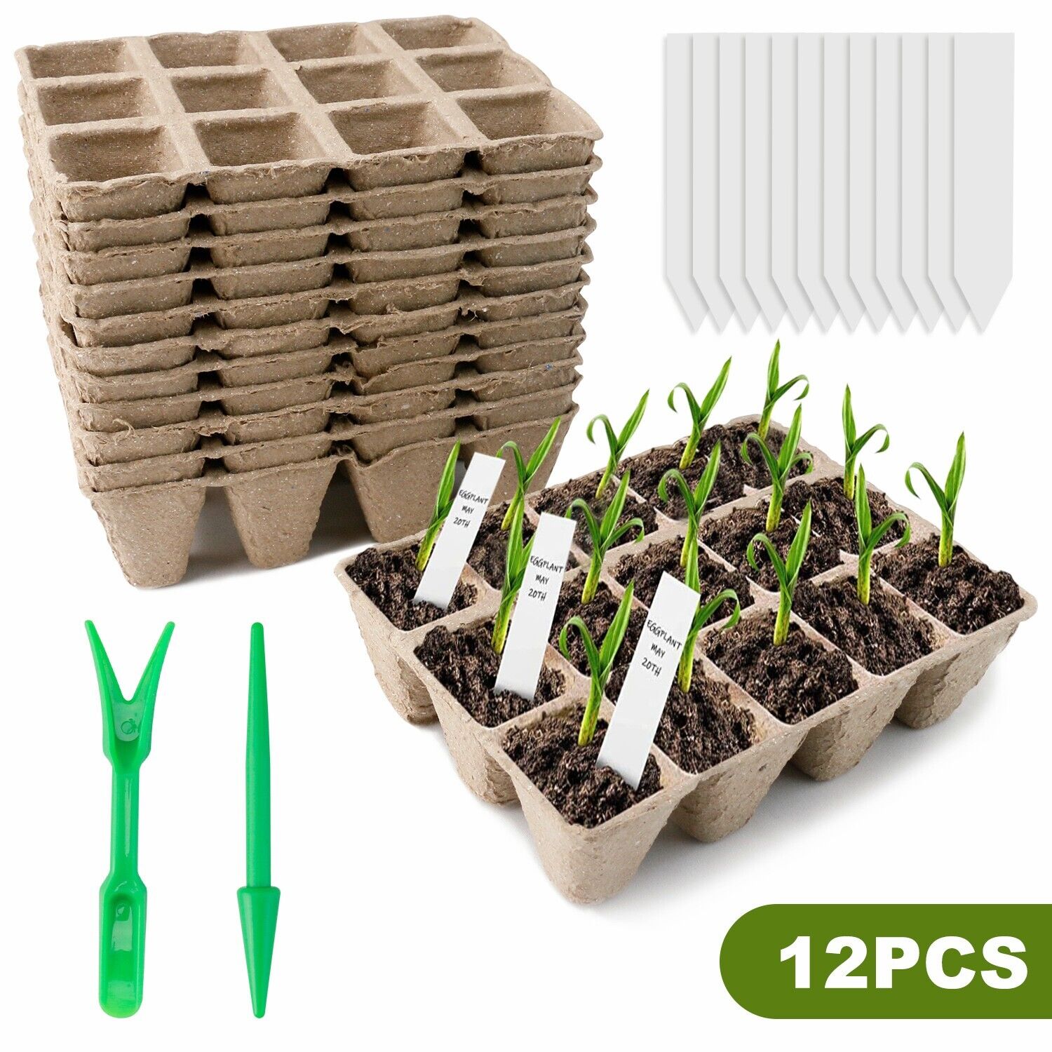 Seed Starter Tray Peat Pots Kit -144Cell Plant Growing Nursery Pot Biodegradable