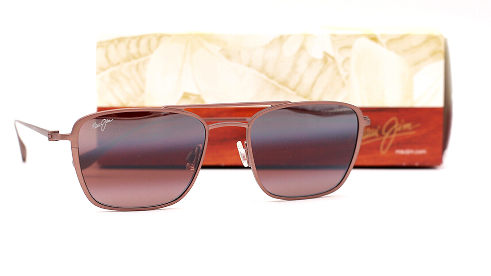 Maui Jim EBB & Flow R542N-19A Brown Red Satin Sunglasses Polarized Rose Lenses