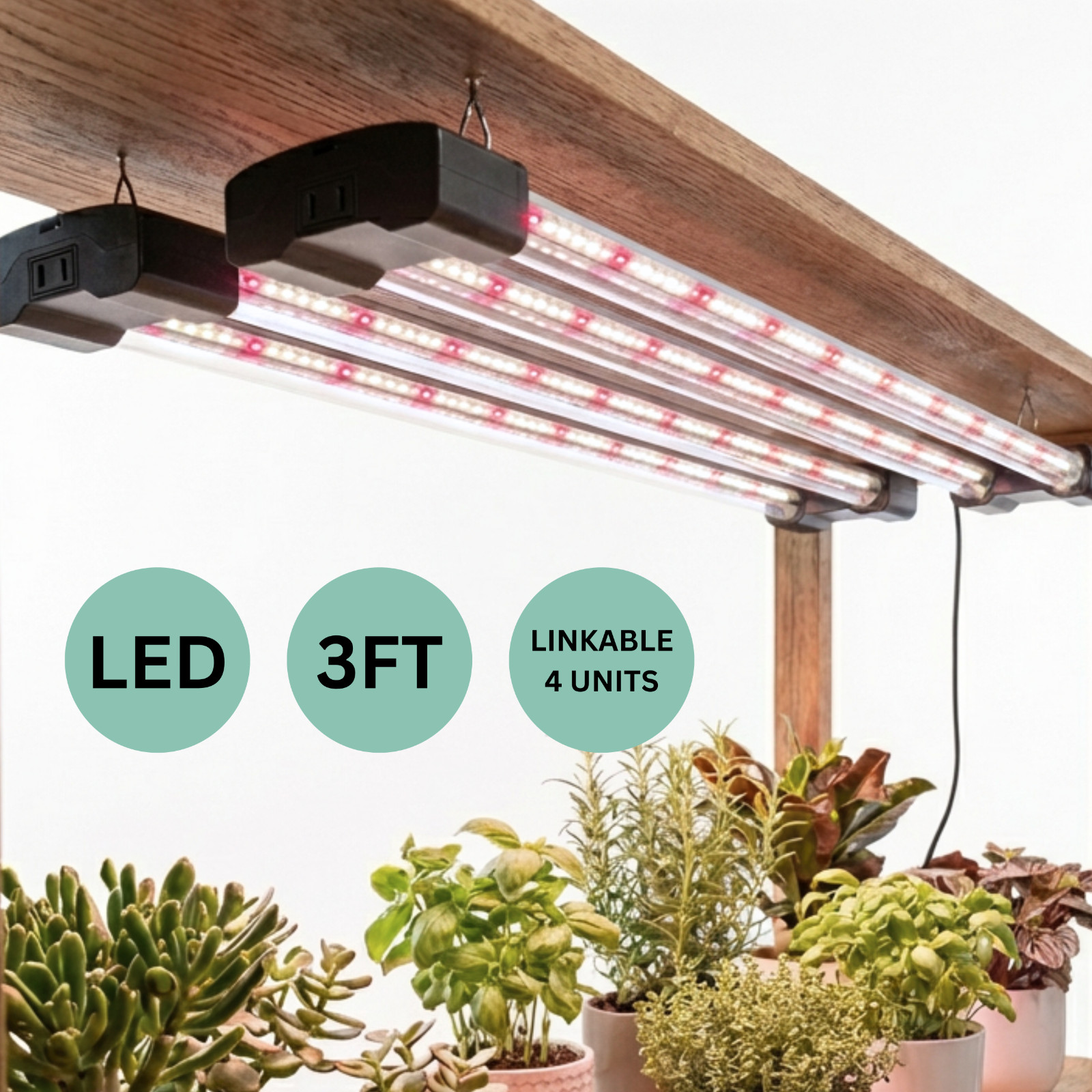 LED Plant Grow Light Full Spectrum 3FT 20W Seedling Flower Hydroponics Dual Tube