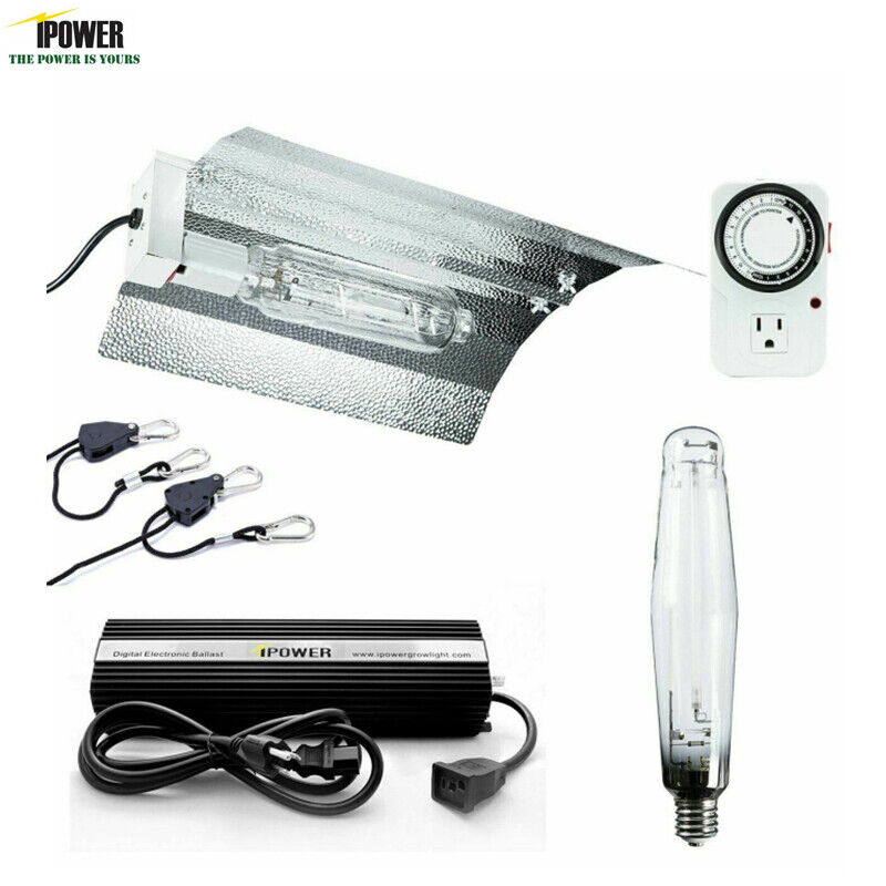 iPower 1000W HPS Digital Dimmable Ballast Grow Light Kits Wing Reflector,w/Timer
