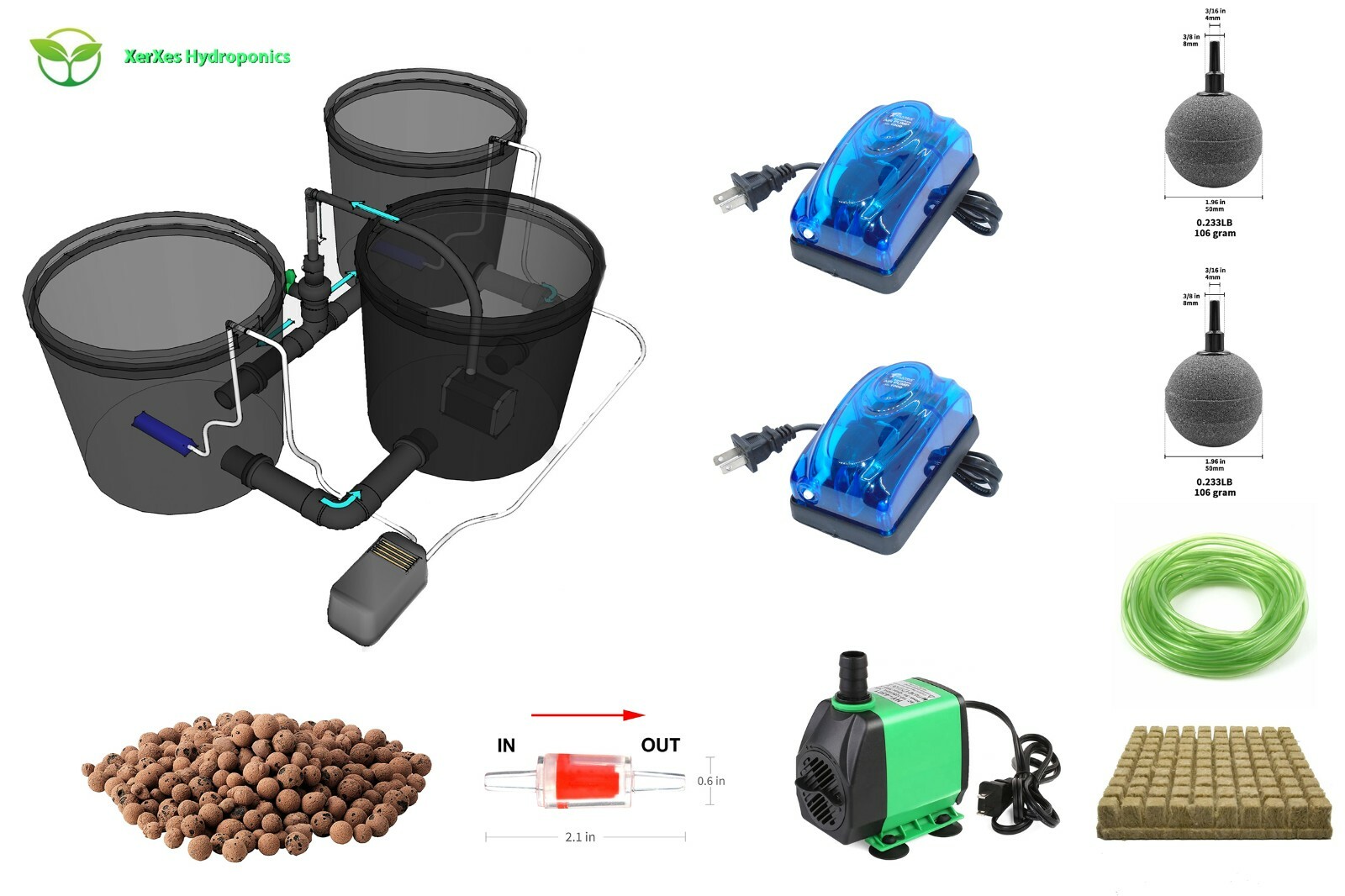 Recirculating Deep Water Culture RDWC Hydroponic System,5 Gallon Recirculating Deep Water Culture RDWC Hydroponic System,5 Gallon