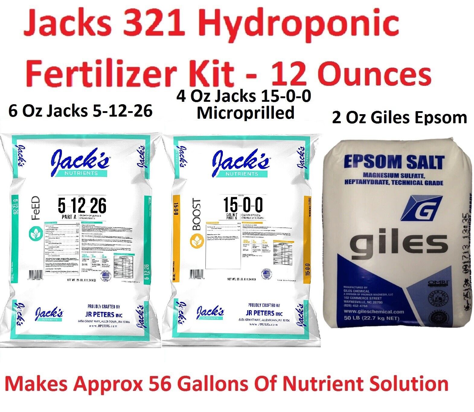 6lb Kit Jacks 321 Hydroponic Fertilizer Nutrient Plant Food Grow Bloom General