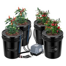 VIVOSUN 5 Gal DWC Hydroponics Grow Kits Deep Water Culture w/ 4 Buckets Air Pump picture