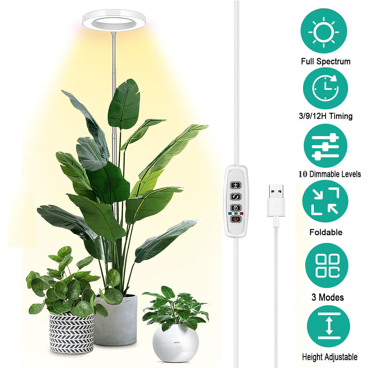 LED Grow Light Plant Growing Lamp Full Spectrum For Indoor Plants with Timer